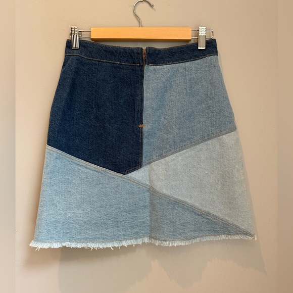 ZARA Basic Z1975 Denim Patchwork Mini Fringed Hem - S - Picture 8 of 13